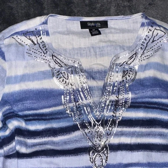 Style & Co. Navy and White Tunic Top - Picture 2 of 4